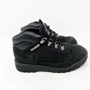 Timberland Kids A1AF7 Black Leather Round Toe Lace Up Ankle Snow Boots Size 1M